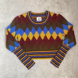 Anthropologie Snails Cinnamon Multi Colored Cropped Knit Sweater